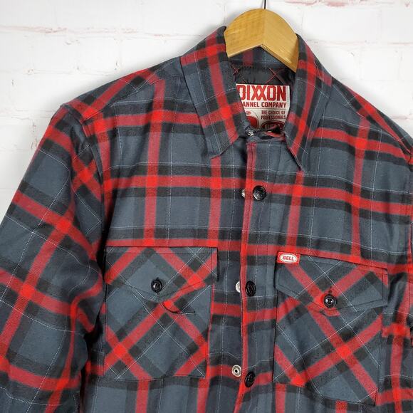 Dixxon Flannel Bell Helmets Collab Jacket Mens M Button Zip Up Work Wear Plaid - Picture 8 of 15